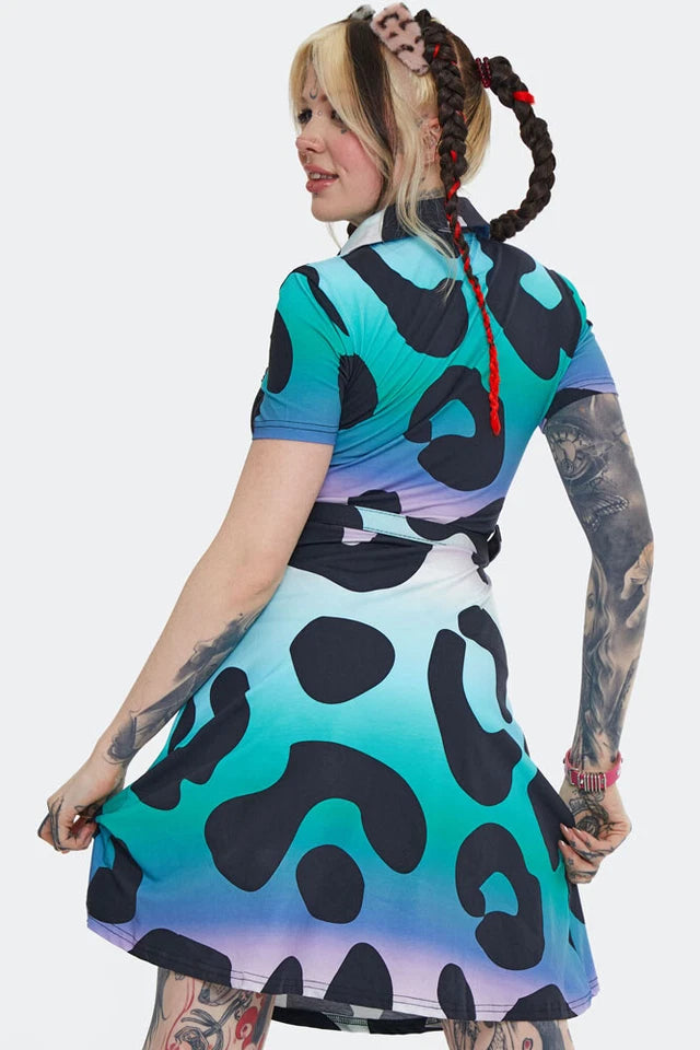 Alternative Style Technicoloured Gothic Leopard Skater Dress52.00