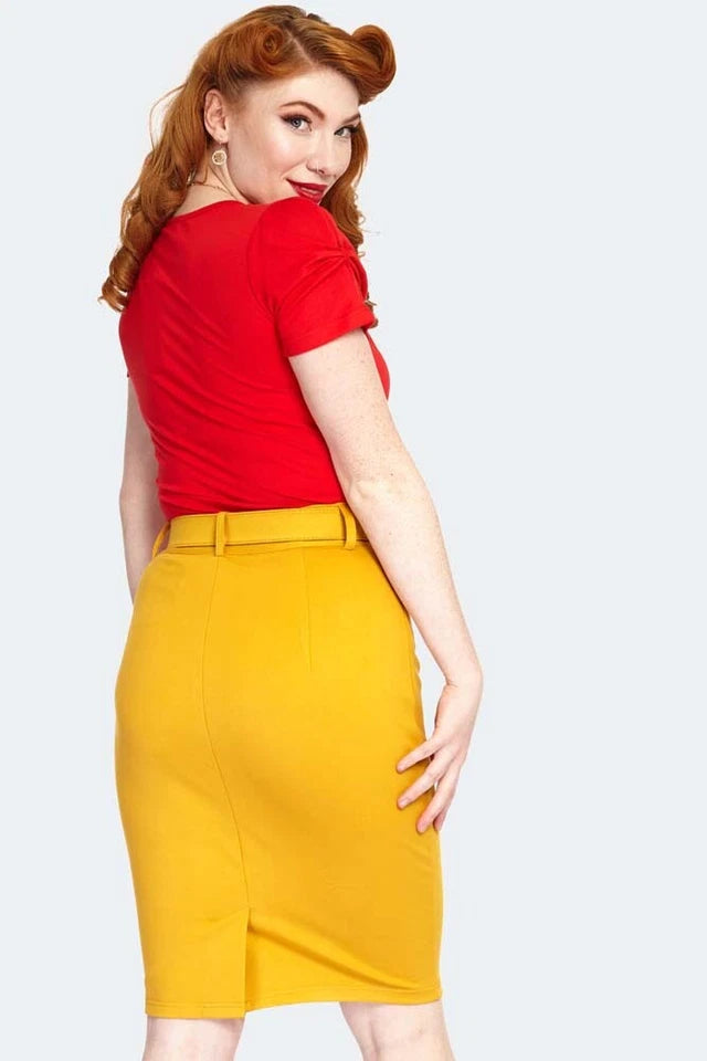 Belted Pencil Retro Vintage Style Skirt