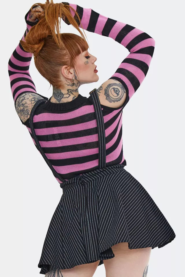 Stripes 'N' Suspenders Gothic Alternative Style Skirt