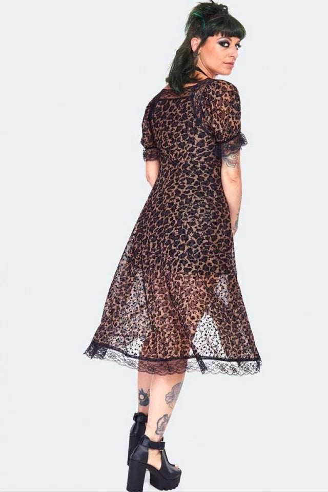 Gothic Leopard Alternative Style Print Midi Dress