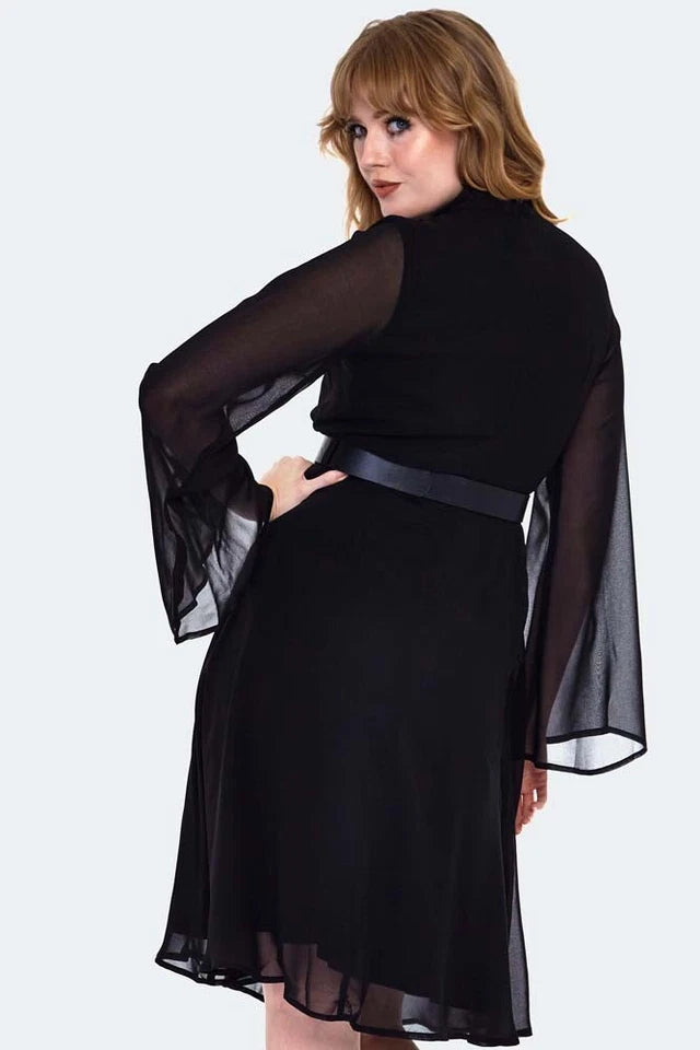 1960s Sheer Layer Retro Belted Vintage Style Flare Dress