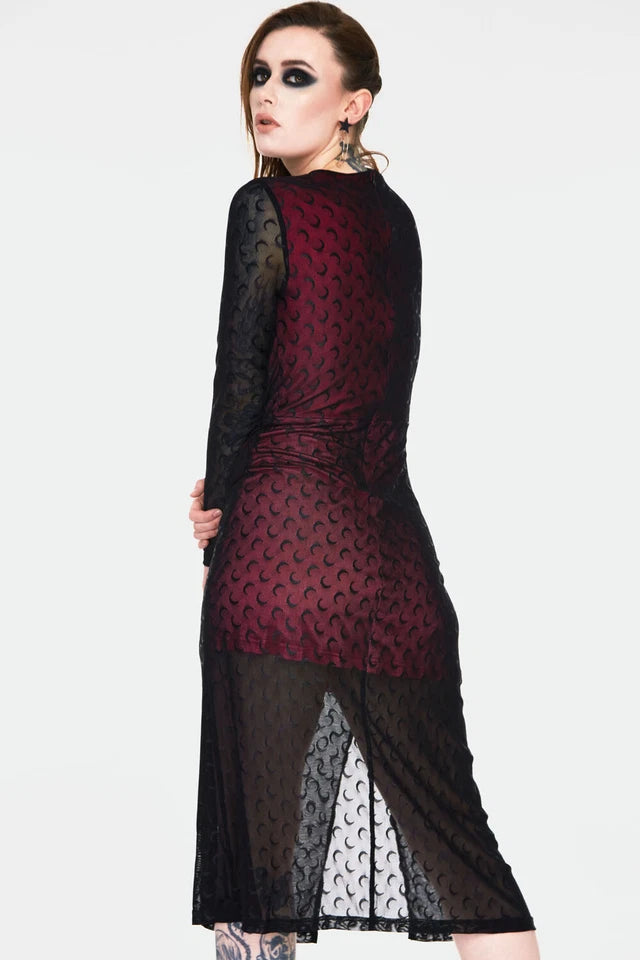 Alternative Style Moonstruck Mesh Midi Gothic Dress