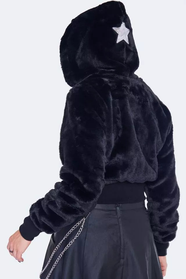 Punk Star Struck Faux Fur Jacket Alternative Fashion Style Jacket Gothic