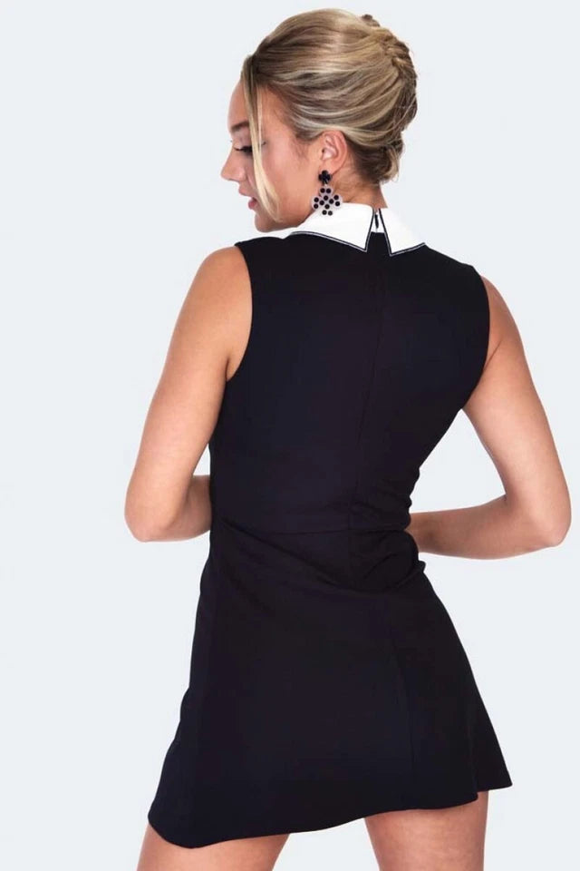 RETRO BLACK HEART COLLAR MINI DRESS VINTAGE STYLE
