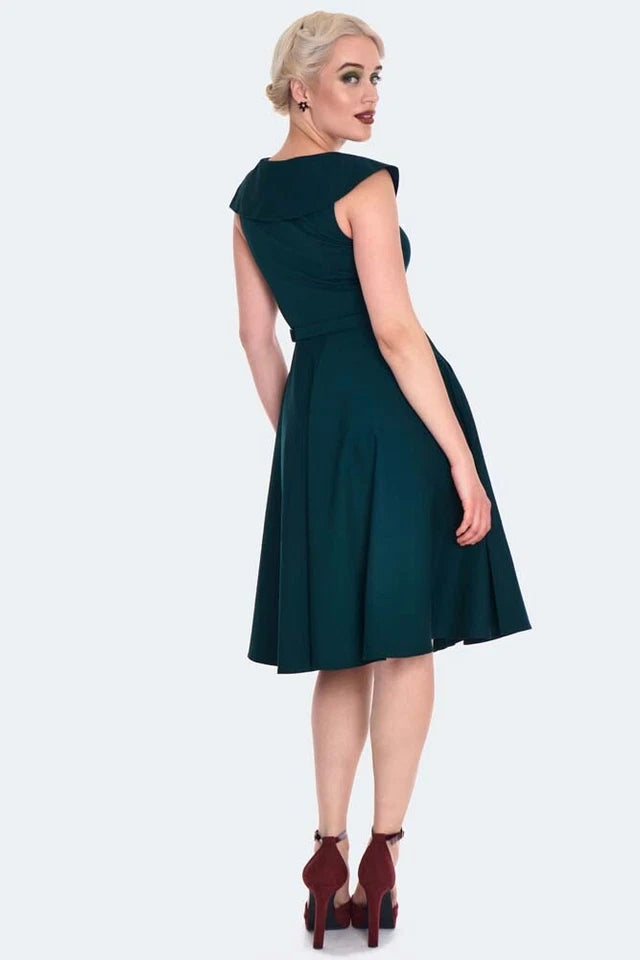 Oversize Collar Retro Flare Vintage Style Dress