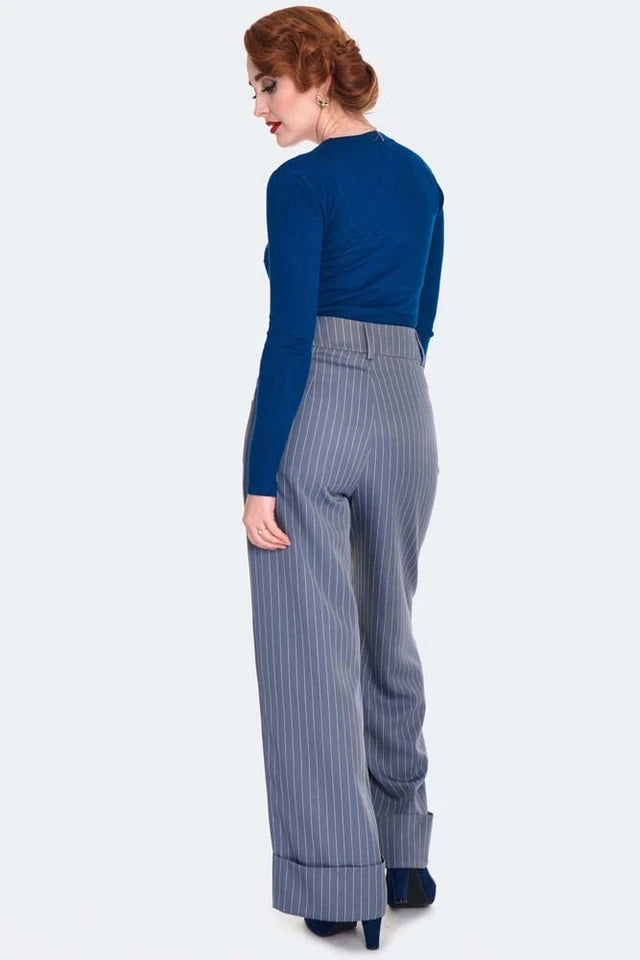 Vintage Style Turn Up Retro Trousers