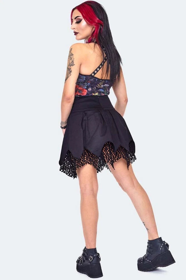 Lace Up Pleated Gothic Alternative Style Skirt