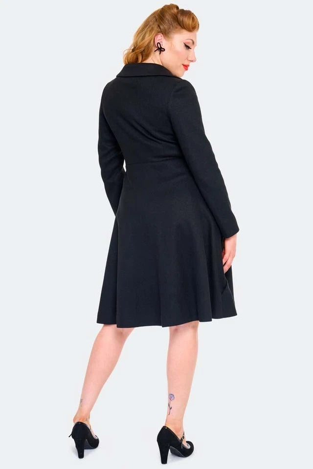 Women Retro A Line Lapel Coat Vintage Style Fashion