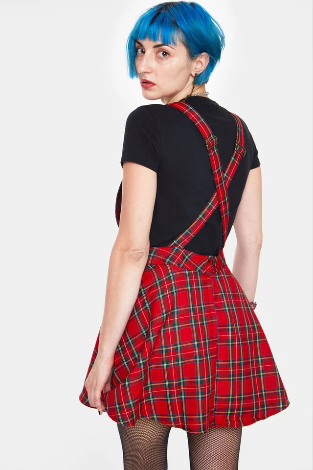 Gothic Tartan Paint Plaid Overalls Alternative Style
