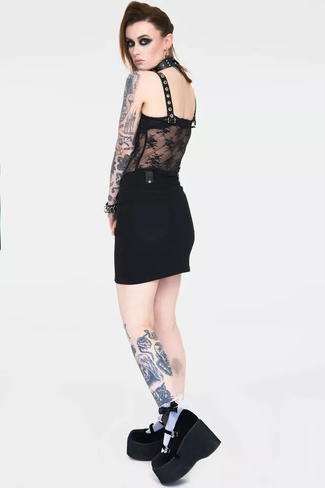 Release Me Black Denim Gothic Alternative Style Skirt