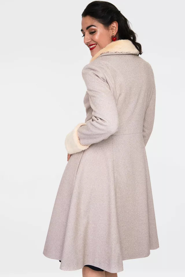 Women Retro Louisa May Sand Long Dress Coat Vintage Style Fashion
