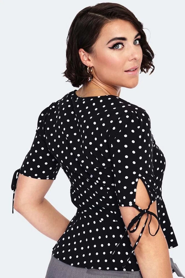 Alice Black Polka Dot Peplum Retro Vintage Style Blouse