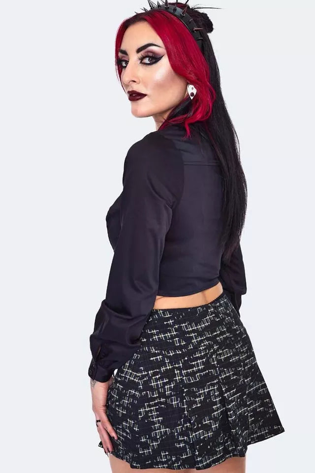 Gothic Cut Out Alternative Style Hook And Eye Shirt