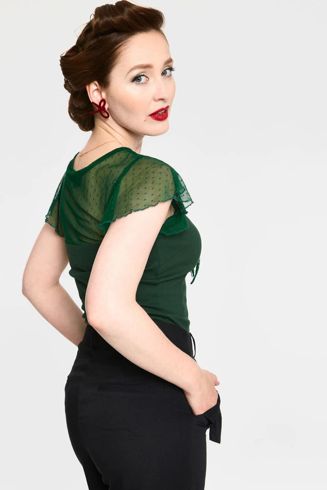 Vintage Style Samantha Green Mesh Retro Curve Top