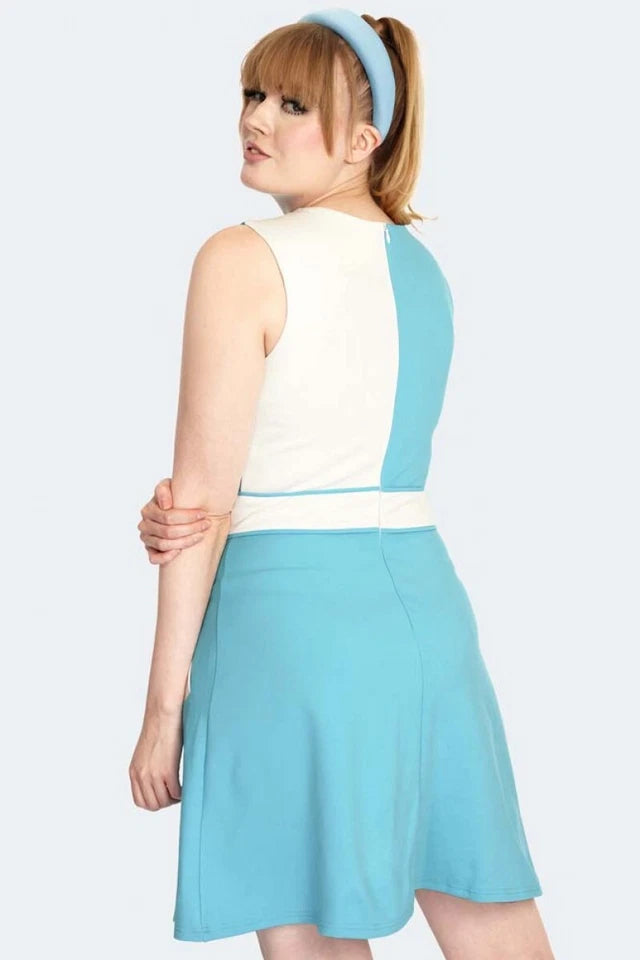1960s Women Retro Contrast Panel 60s Vintage Style Dress