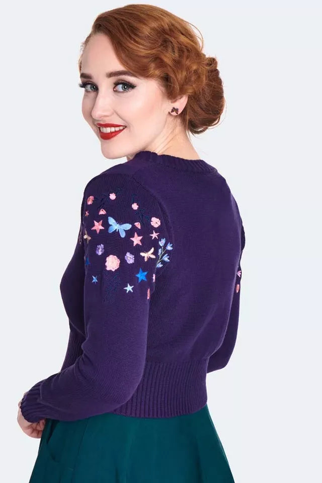 Floral and Butterfly Retro Vintage style Embroidered Cardigan