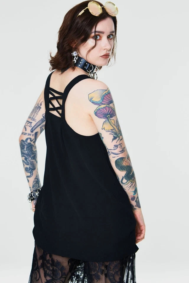 Gothic Crepe Alternative Style Fashion Top In Plus Size