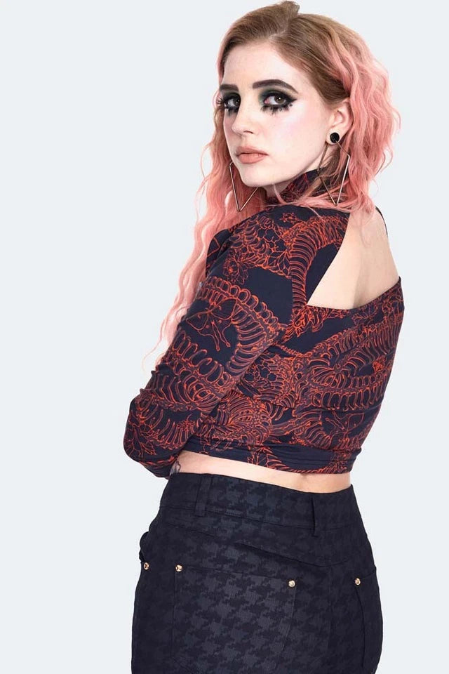 Alternative Style 90s Gothic Snake Skeleton Long Sleeve Top
