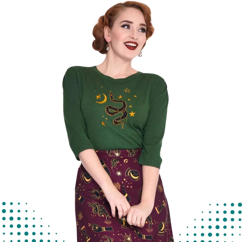 Retro Serpent Embroidered Vintgae Style Sweater