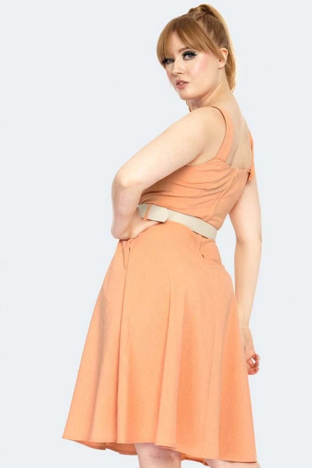 1950's Women Ladies Sleeveless Flared Swing Dress Retro Vintage Style Rockabilly