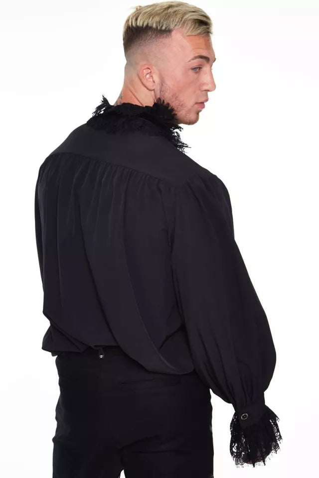 Gothic Shirt With Lace Collar and Cuffs Alternative Style