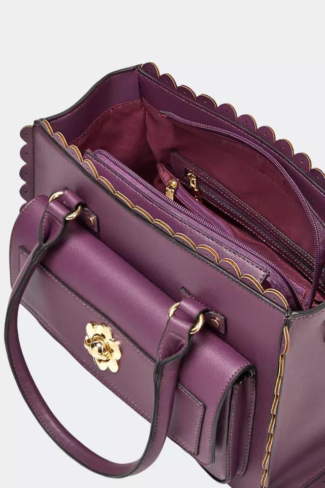 60S Retro Vintage Front Pocket Style Purple Tote Bag