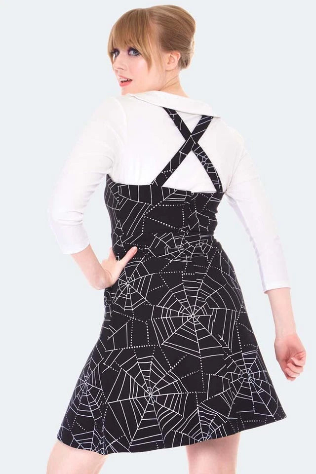 Spider Web Print Overall Flare Retro Vintage Style Dress