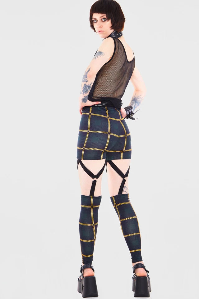 Head In The Clouds Plaid Harness Gothic Alternative Style Leggings