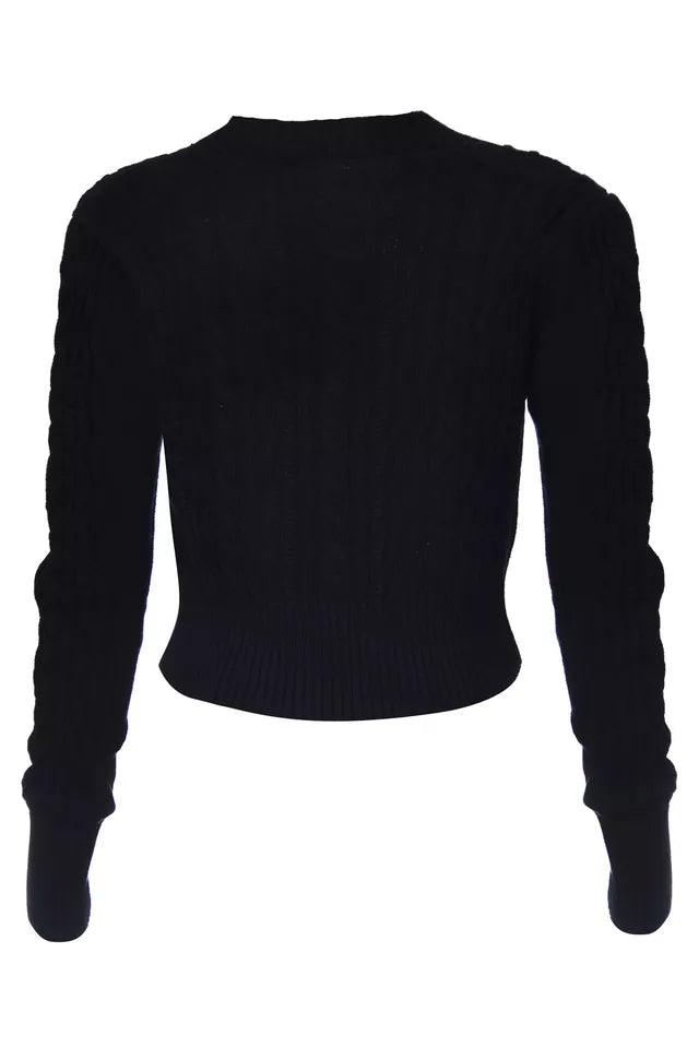 Mabel Cropped Retro Vintage Style Cardigan in Black