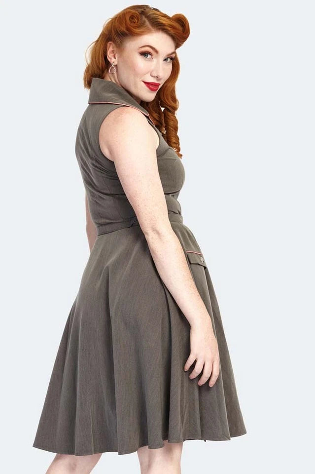 Button Up Sleeveless Flare Retro Vintage Style dress