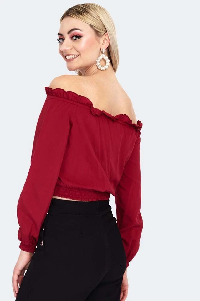 Retro Vintage Off The Shoulder Long Sleeve Style blouse