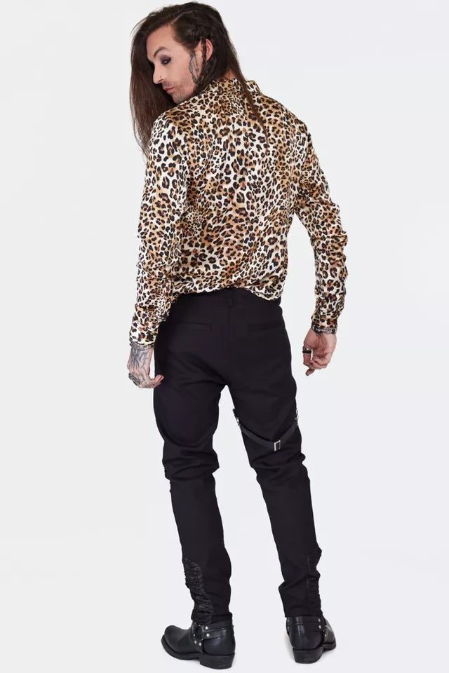 Black Gothic Trouser with Contrast Panels Alternative Style