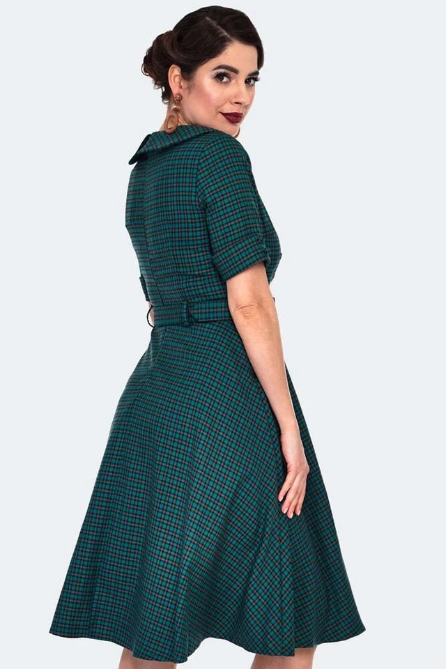 Check Retro Midi Shirt Vintage Style Dress