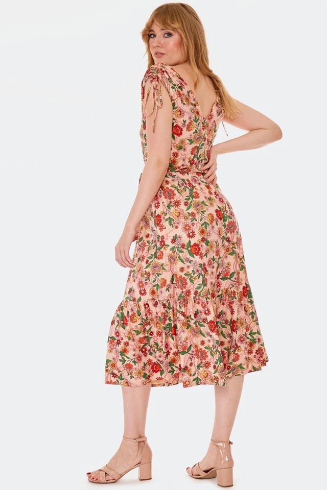 Retro Vintage Rainbow Style Floral Knit Flare Dress