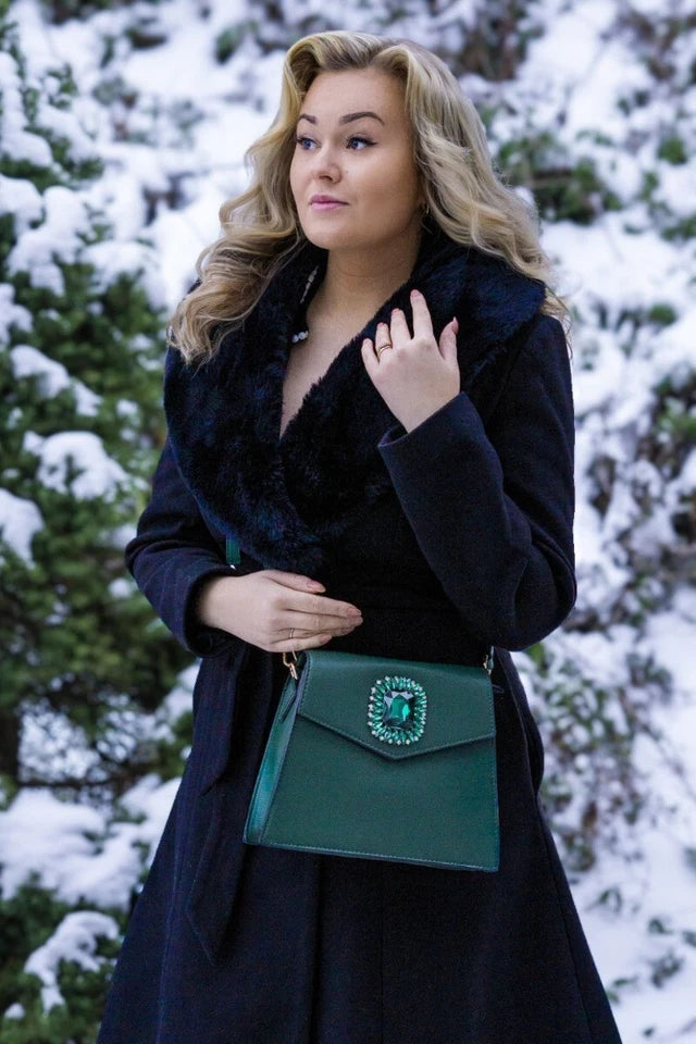 Green Flap Over Retro Vintage Style Shoulder Bag