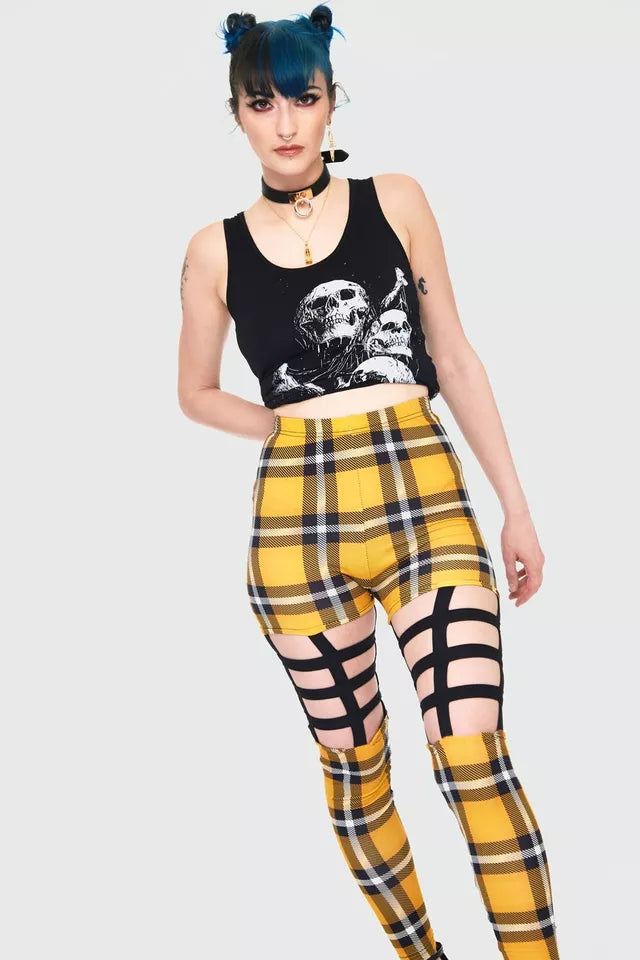 Gothic Plaid Cage Alternative Style Leggings