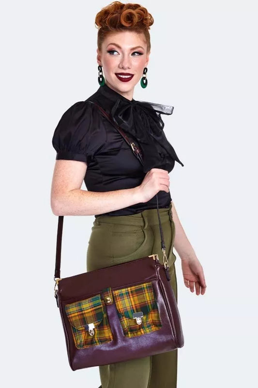 Ladies Vintage Tartan Shoulder bag Retro Fashion Stylish Hand Bag