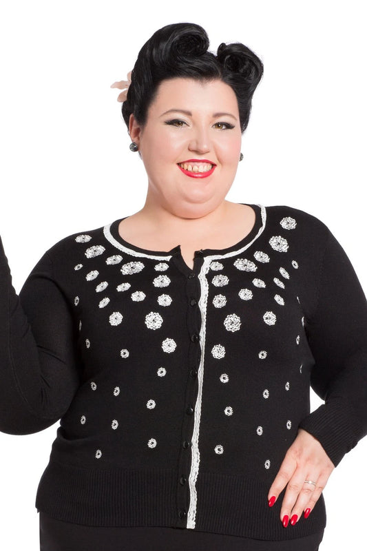 Women Retro Vixen Curve Leticia Rose Embroidery Cardigan Vintage Style Cardigan