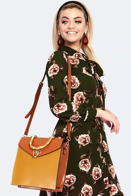 Retro Vintage Bamboo Handle Shoulder Style Bag