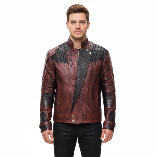 Guardians of the Galaxy 2 Star Lord Chris Pratt Maroon Real Leather Jacket