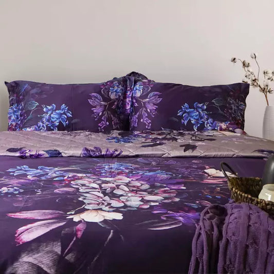 Dreamy Floral Duvet Quilt Cover Set in Lavender Premium Quality 100% Cotton