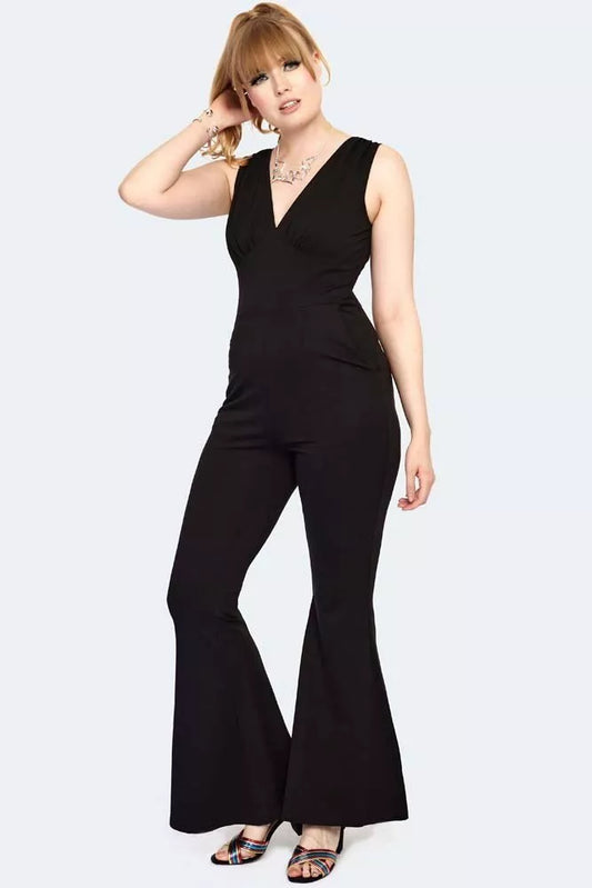1960s Retro Vintage Style Flare Jumpsuit
