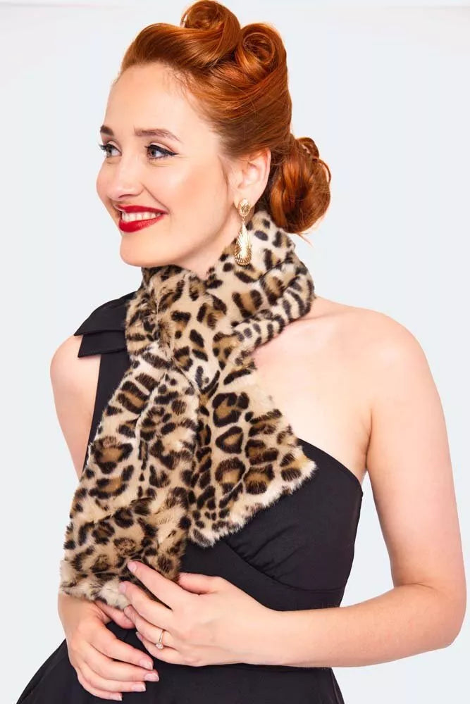 Leopard Faux Fur Retro Vintage Style Stole