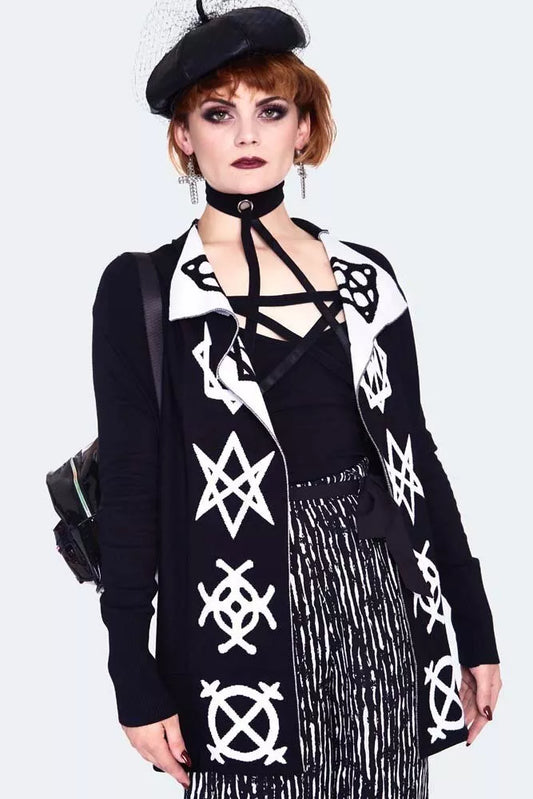 Alternative Fashion Magic symbols reverse Gothic Punk cardigan