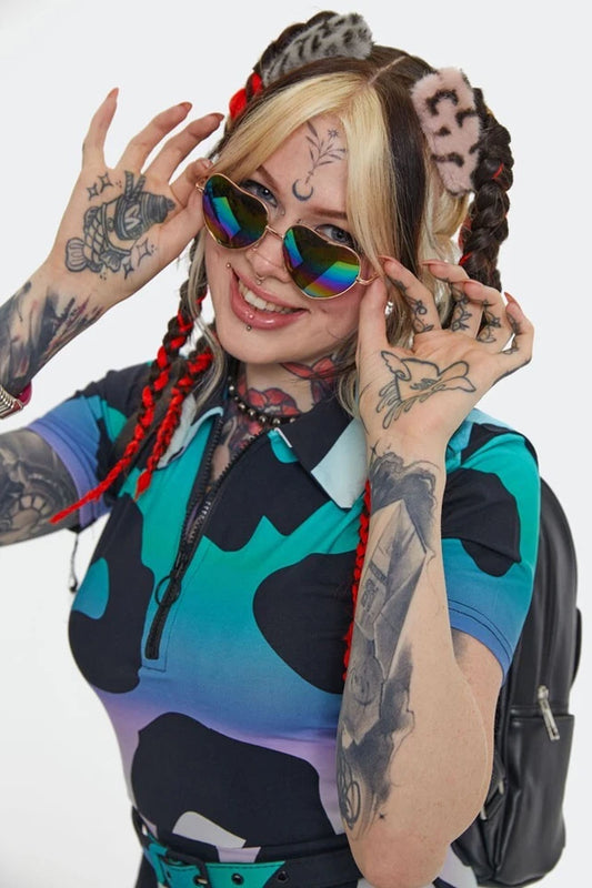 Gothic Punk Rainbow Heart Style Sunglasses
