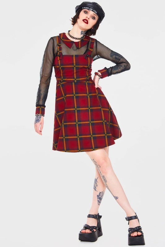 Gothic Passionate By Nature Plaid Overall Dress Alternative Style Fashion