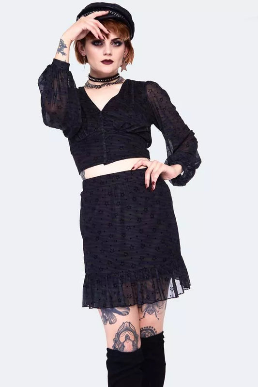 Dark green zebra with stars mini Gothic Alternative Style skirt