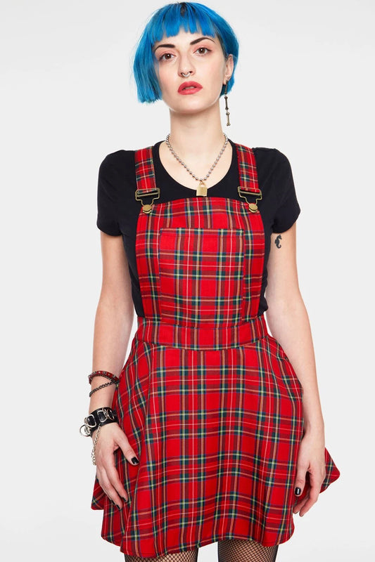 Gothic Tartan Paint Plaid Overalls Alternative Style