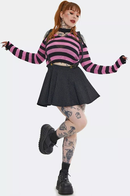 Stripes 'N' Suspenders Gothic Alternative Style Skirt