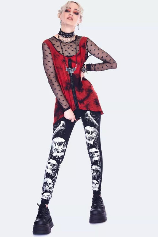 Skulls Print Gothic Punk Style Leggings